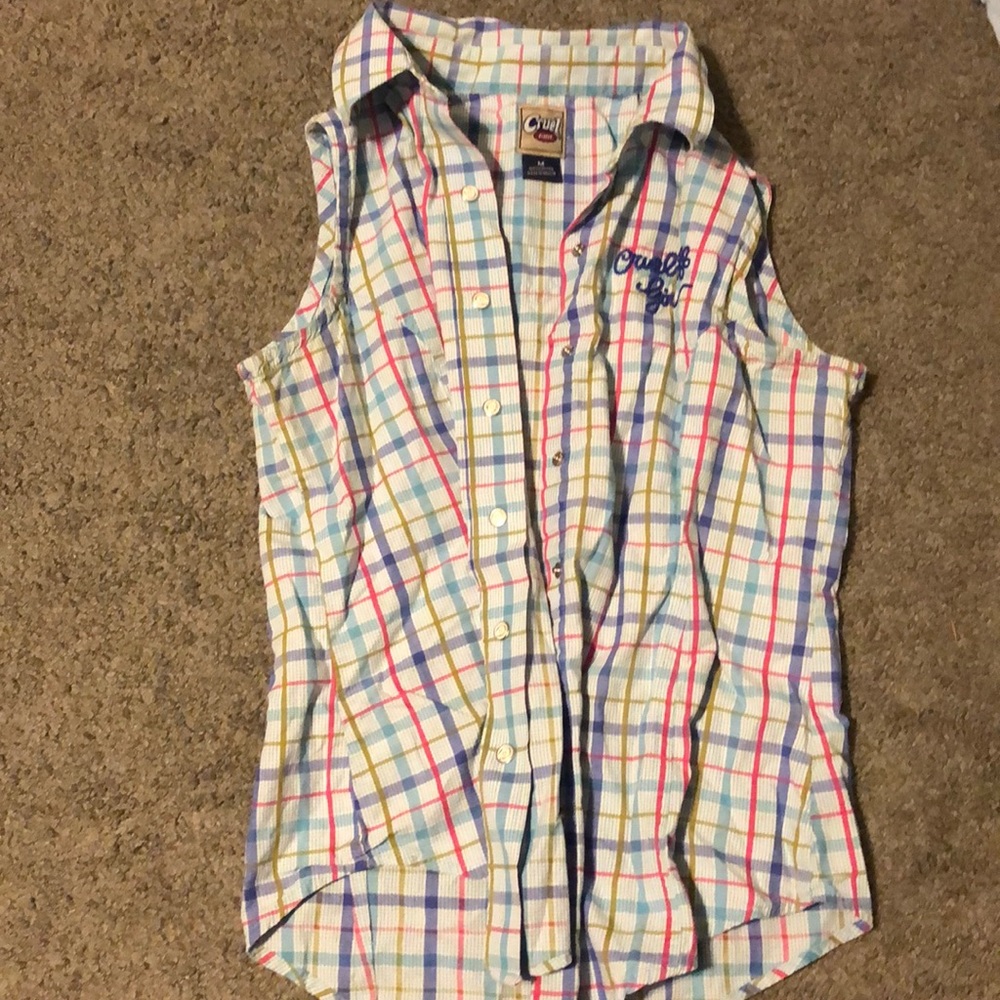 Button down plaid top